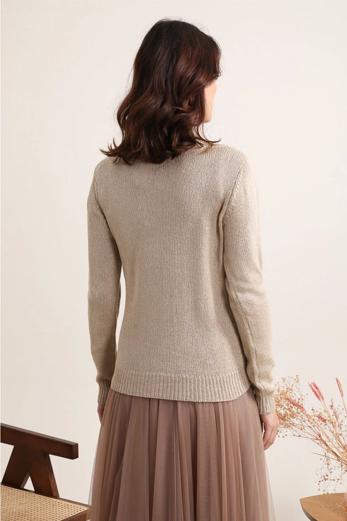 METALLIC V NECK CARDIGAN